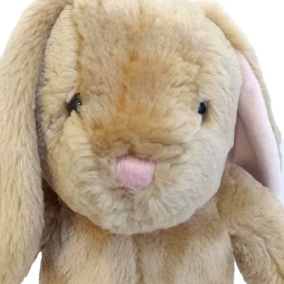 Build A Bear Plush Stuffed Animal Brown Rabbit Pink Floppy Ears Feet 16" Soft - Picture 4 of 6